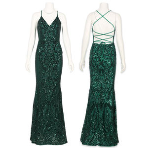 เดรสงานราตรีแขนกุดมีเชือกแขวนคอ,ชุดเดรสงานพรอมสำหรับสตรีดีไซน์ใหม่หรูหราลายฉลุสุดเซ็กซี่ - Product Image 1