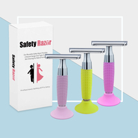 Spolo 2025 Nouveau Design Rasoir Corporel de Sécurité Portable en Acier Inoxydable 4 Couleurs pour Femmes, Lame de Rasoir de Sécurité AC