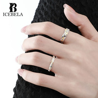 Bague de couple ajustable en argent 925, bijoux fins de niche, bicolore, texturée étoile, zircon, pour femmes et hommes, vente en gros
