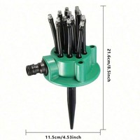 Aspersor de Jardín YUMO YUMO-Q06, Sistema de Riego de Plástico con Múltiples Boquillas y Accionamiento de Engranajes, Ángulo de Rociado de 360 Grados para Riego Exterior