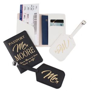 Hot Selling 4-Piece Set Gold Stamping Logo <b>Passport</b> <b>Cover</b> Fashionable PU Leather Luggage Tags for Couple Travel - Product Image 1