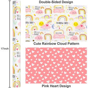 กระดาษห่อของขวัญลายเมทัลลิกฟอยล์สีรุ้ง ขนาด 17x33 ฟุต สำหรับห่อของขวัญเด็กผู้หญิงในงานเลี้ยงฉลองเบบี้ชาวเวอร์ - Product Image 3