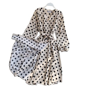 <span class=keywords><strong>Robe</strong></span> midi à <span class=keywords><strong>pois</strong></span> de style coréen pour femmes, avec ceintures tendance, <span class=keywords><strong>robe</strong></span> élégante vintage à manches longues, <span class=keywords><strong>robe</strong></span> verte pour femmes - Product Image 3