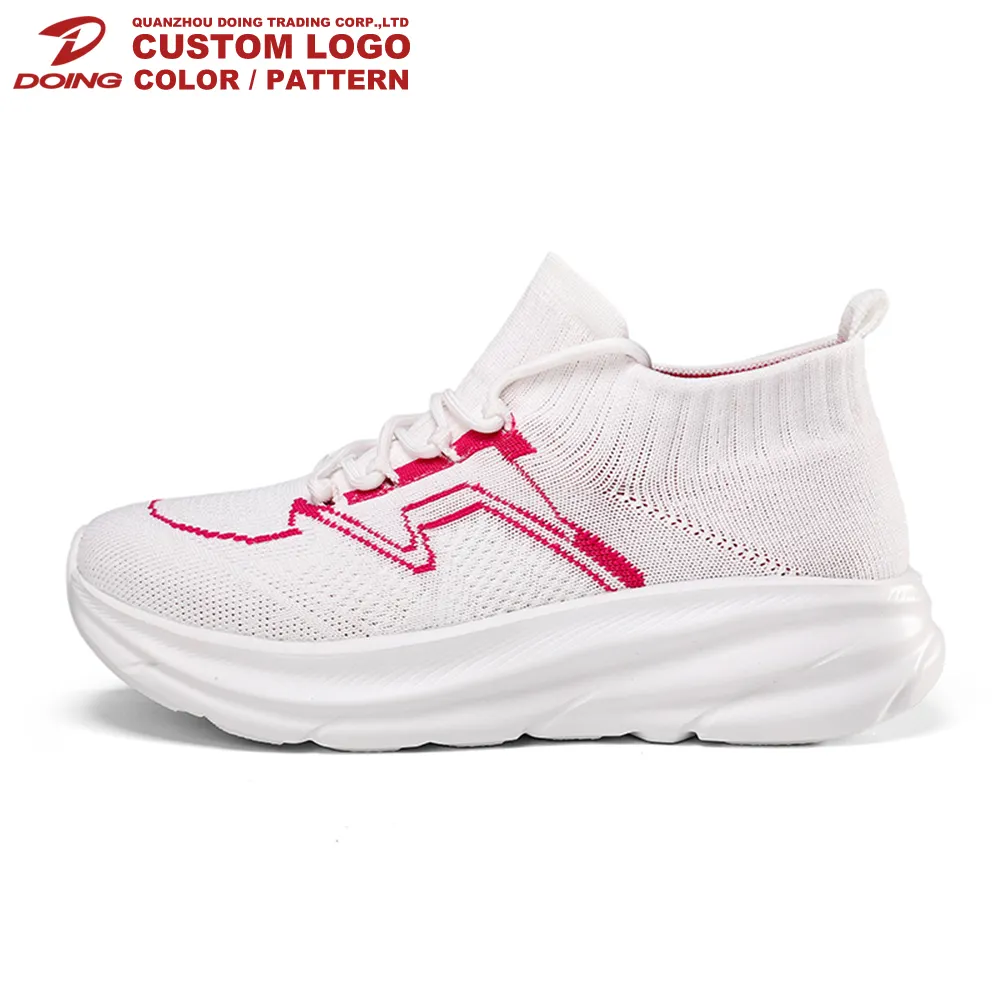 Custom Logo Bondi Sneakers Tennis Shoes Breathable Air Mesh Gym Elastic Knitting Vamp Men Running Shoes Outdoor Sport Sneakers
