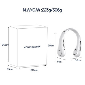 Ventilateur de cou portable personnalisé en gros avec écran numérique, 3 vitesses réglables, rechargeable par <span class=keywords><strong>USB</strong></span>, ventilateur personnel - Product Image 6