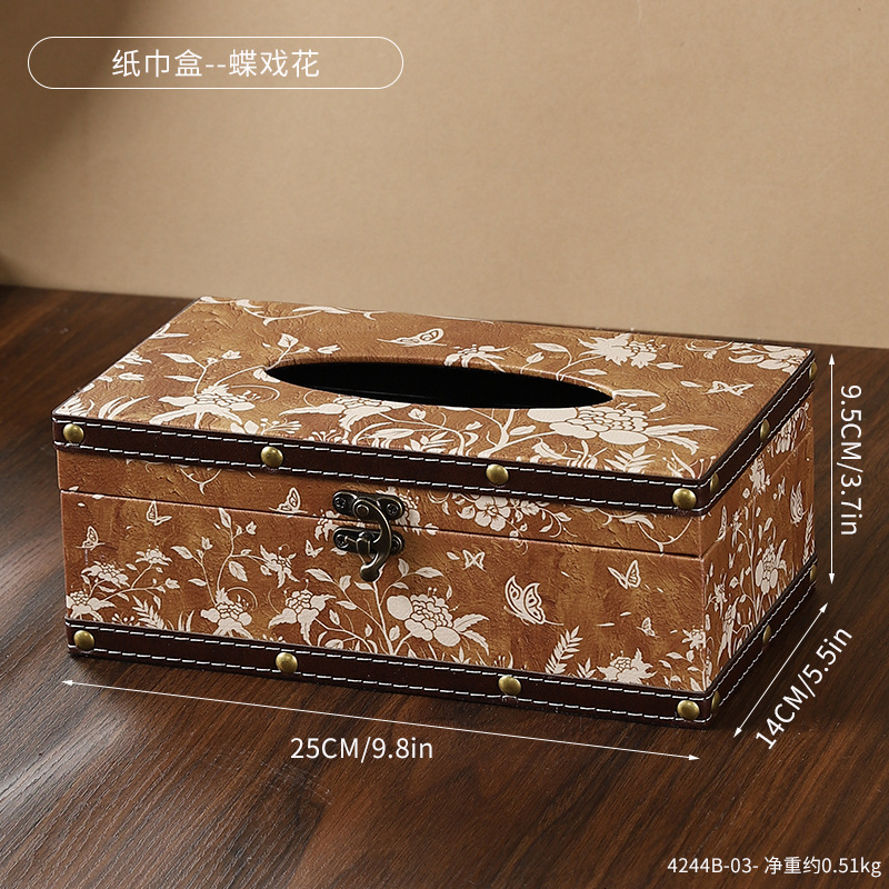 4244B-03 Tissue Box - Butterfly and Flower Design