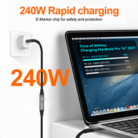 Cable de Datos USB4 Thunderbolt 4 A006-4 en Oferta, 240W 40G PVC Tipo-C Macho Hembra, Cable USB 8K para Monitor, Amplificador, Micrófono MP3