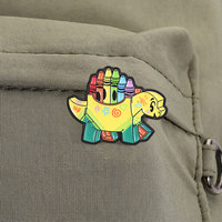 Épinglette en émail Crayon Dinosaure, badge métallique décoratif pour sac à dos, veste, sac, accessoire de mode quotidien, ornement