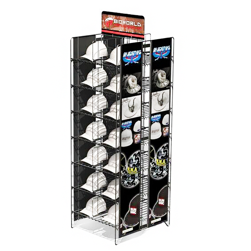 Apache Custom Metal Wire Floor Standing Commercial Baseball Cowboy Cap Hat Display Rack Stand for Retail Stores