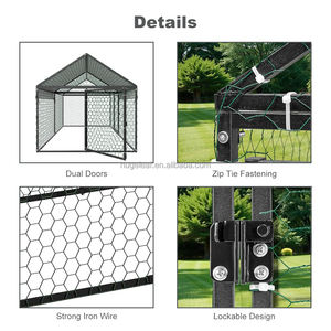 Outdoor Heavy Duty Walk-in Spire Roof Metal Small Chicken <strong>Run</strong> Coop for Hen Rabbit Duck Goose - Product Image 3