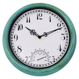 Personalizar 12 pulgadas Vintage cuarzo nórdico jardín <span class=keywords><strong>piscina</strong></span> al aire libre impermeable vintage <span class=keywords><strong>reloj</strong></span> con termómetro decoración Relojes de pared - Product Image 1