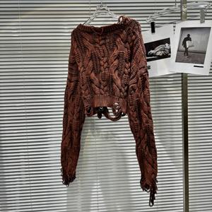 Maglione lavorato a maglia di lusso alla moda OUDINA di lusso rosso strappato stile oversize maglioni da <span class=keywords><strong>donna</strong></span> - Product Image 6