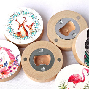 Ouvre-bouteille en bois, ouvre-bouteille créatif, ouvre-bouteille rond, ouvre-bouteille original, ouvre-bouteille en bois massif et en acier inoxydable - Product Image 1