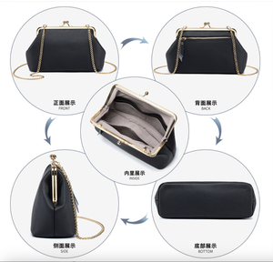 Ando Bag Genuine Cowhide Leather <b>Crossbody</b> Bag for Women Kiss Lock Chain Shoulder <b>Purse</b> with Card Slots - Product Image 4
