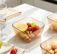 Transparante kleine voedselbordjes, fruitplateau, dikke acryl schaal met compartimenten, snack- en dessert schaal, hotelschaal voor gebak, dessertkom