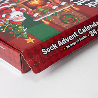 Boîte mystère à ouverture facile personnalisée pour chaussettes, calendrier de l'Avent pliable haut de gamme, boîte de compte à rebours de Noël 24 jours, emballage cadeau OEM