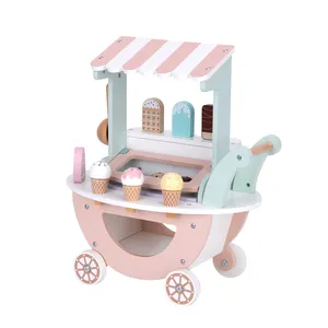 لعبة محاكاة بيت اللعب الخشبي للفتاة ، عربة تسوق للأطفال ، لعبة محاكاة شكل الآيس كريم