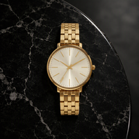 Montre Classique pour Femme, Boîtier en Verre Style Antique, Bracelet en Acier Inoxydable à 5 Maillons, Mouvement Quartz, Écologique, Étanchéité 3 ATM