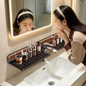 Wall Mounted Bathroom Sink Shelf 60X70cm Rectangular Storage Rack For Mirror And Faucet Area - Product Image 2