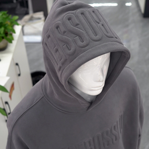 Sweat à capuche unisexe en coton de haute qualité, coupe oversize, avec impression 3D en relief, épaules tombantes, pour fabricants - Product Image 3