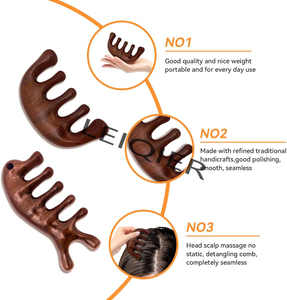 Pettine per Massaggio Corpo in Legno di Sandalo Verde Naturale con Logo Personalizzato, Spazzola a Denti Larghi Fatta a Mano per Massaggio del Cuoio Capelluto, per Uso Professionale - Product Image 3