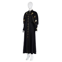 Nouvelle robe de prêtre, vêtements de clergé, polyester mat, broderie dorée, imprimé, soutane, cosplay, robe maxi de chœur, liturgique, pasteur