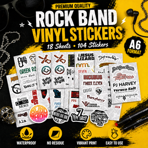 Autocollants personnalisés, étiquettes d'emballage, découpés à la forme, vinyle imperméable, <span class=keywords><strong>rock</strong></span>, grunge, alternative, <span class=keywords><strong>groupe</strong></span>, ordinateur portable, bouteille d'eau, guitare, skateboard - Product Image 1
