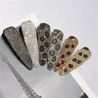 Groothandel Koreaanse Mode Vrouw Luipaard Kristal Haar Clips Grote Eend Metalen Glitter Strass Haar Baret
