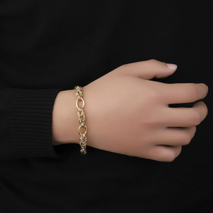 Fashion Chain Link <b>Bracelet</b> Gold Zinc Alloy Women's Geometric Design Adjustable Jewelry Accessory - Product Image 2