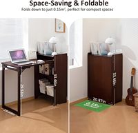 Table de bureau pliante en bambou avec étagères et bureau d'étude pliant peu encombrant