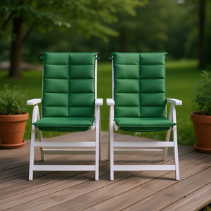 Coussins de chaise d'extérieur en tissu Oxford vert, lot de 2, amovibles, lavables, résistants à l'eau, matelassés, utilisables toute l'année - Product Image 2