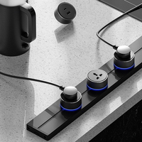 KLASS Système de rail d'alimentation pour bureau à domicile Prise de courant électrique/prise amovible multiple avec lampe de protection contre les surcharges Adaptateur USB