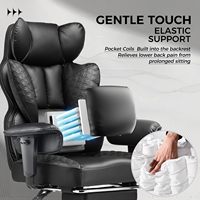 Chaise de jeu grande taille et robuste pour 180 kg, chaise de bureau avec repose-pieds et support lombaire ergonomique à ressorts ensachés, dossier haut 3D