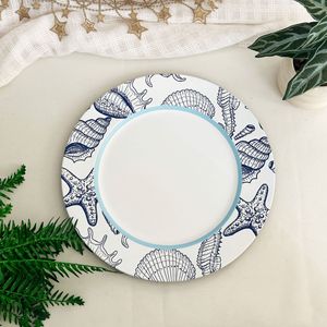 Assiettes en plastique de conception de <span class=keywords><strong>porcelaine</strong></span> bleue et <span class=keywords><strong>blanche</strong></span> pour la décoration de table de dîner de mariage - Product Image 2
