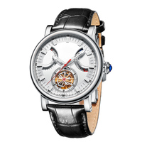 Montres en acier pour hommes, personnalisées en usine, avec cadran squelette, calendrier et affichage de la réserve de marche, pour marque privée