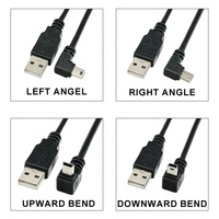 Cable USB a Mini B de 5 Pines en Ángulo Recto de 90 Grados (1m, 2m, 3m, 5m) para Carga y Datos de Cámara y GPS