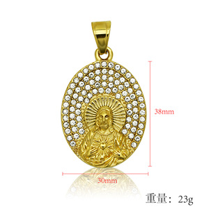 Hip Hop Cruz Jesús CZ Religioso Anti No deslustre Jesús Pvd Acero inoxidable Joyería de moda Colgantes Collares para hombres Rapero - Product Image 4