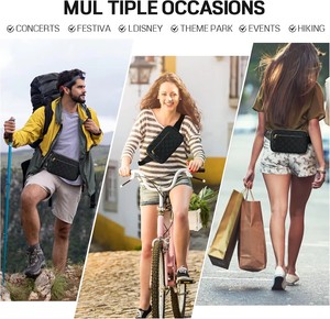 YOUK Riñonera Deportiva de Moda, Bolsa de Cintura con Múltiples Bolsillos, Cinturón Ajustable para Viajes, Ciclismo y Running, Color Negro - Product Image 2