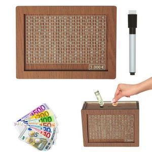 Hucha de madera personalizada vintage con forma de corazón para niños - Caja de ahorro DIY con patrón de alfabeto para adultos y niños, objetivo de $10,000 - Product Image 2