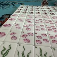 Lüks Kıyı Okyanusu Temalı Mahjong Taşları Sanat Seti 160 Taşlı Set, Su Geçirmez, Çevre Dostu, Aqua Mermer Sırtlı