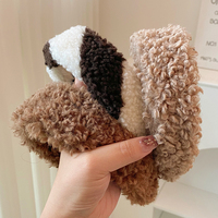 Mode velours chaud hiver femmes filles bandeaux large Plaid peluche bandeau bandeau strass fourrure unie maquillage bandeau
