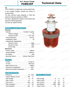 Tube d'oscillation à triode électronique RF FU8025F d'origine chinoise BEIJING, tube de puissance pour machine haute fréquence - Product Image 3