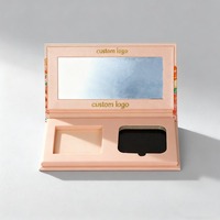 Organisateur de cosmétiques en papier, 2 fentes rectangulaires avec miroir pour pinceaux de maquillage, houppettes et boîte de recharge magnétique, boîtes en papier écologiques