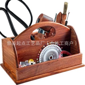 Wooden <b>Sewing</b> Tool Storage <b>Box</b> With Handles And Compartments Desktop Organizer For Craft Supplies - Product Image 5