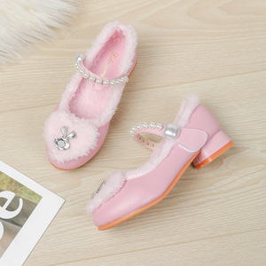 Chaussures habillées d'automne pour filles, semelles en caoutchouc antidérapantes, semelles intérieures souples en PU, fermeture auto-agrippante réglable, hauteur personnalisable - Product Image 1