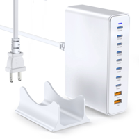 Adaptor Pengisi Daya Cepat Desktop 800W GaN 10-Port dari Produsen Sumber Daya, 8USB-C 2USB-A untuk Laptop, Ponsel, Tablet
