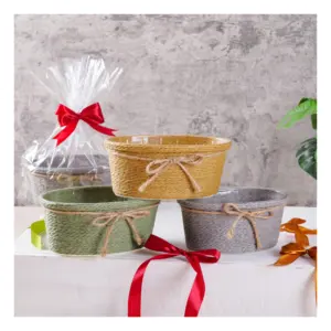 Ready to Ship cheap wholesale baskets ovule grey ovule grey yellow green basket paper basket for home storage
