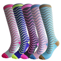 Chaussettes de compression au genou en tricot personnalisé 15-20mmhg 20-30mmhg Chaussettes de sport d'entraînement de compression pour hommes femmes