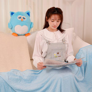 Boneka Hewan Burung Hantu Bantal Boneka Plush Kartun Selimut Grosir Bantal Selimut Burung Hantu 2-in-1 - Product Image 3