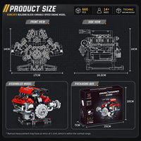 Juego de Bloques de Construcción de Motor 488.V8, Plástico ABS, Modelo Eléctrico MOC, Juguetes para Niños de 5 a 7 Años, Regalo Unisex, Personalizable, Decoración para el Hogar